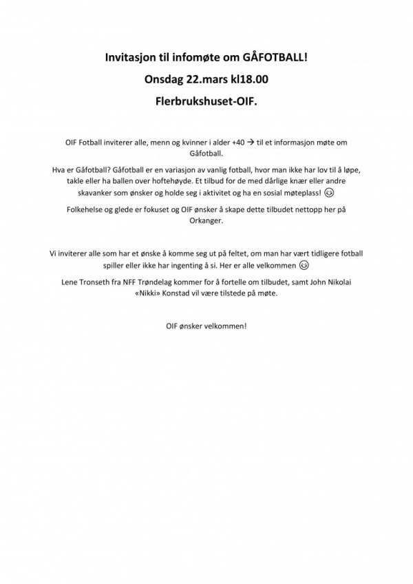 Invitasjon til infomote om GAFOTBALL